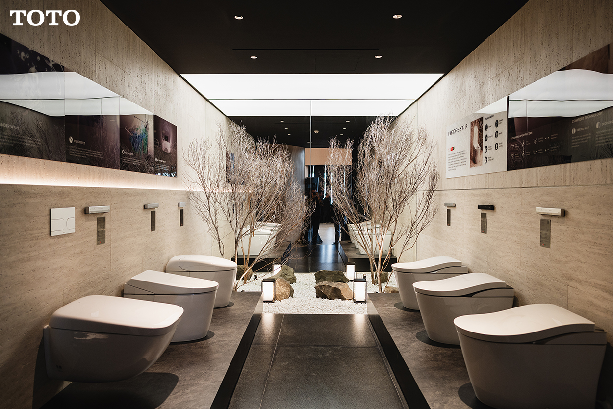 immersive experience showcasing products and displays at the TOTO showroom